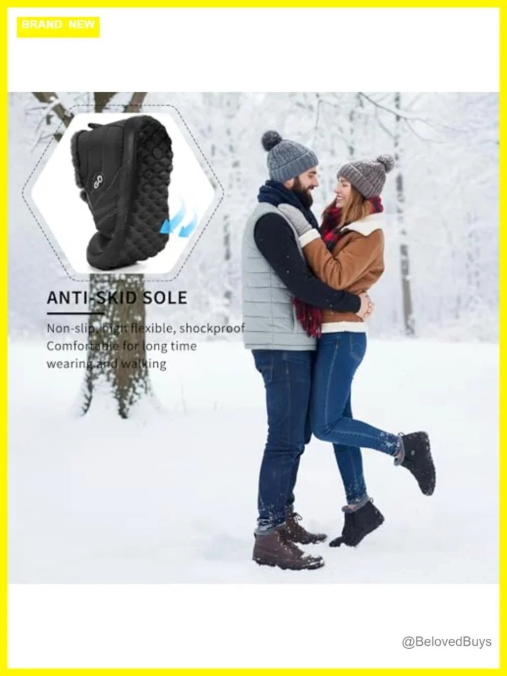 Women's Ankle Snow Boots Waterproof Faux Fur Lined Slip On